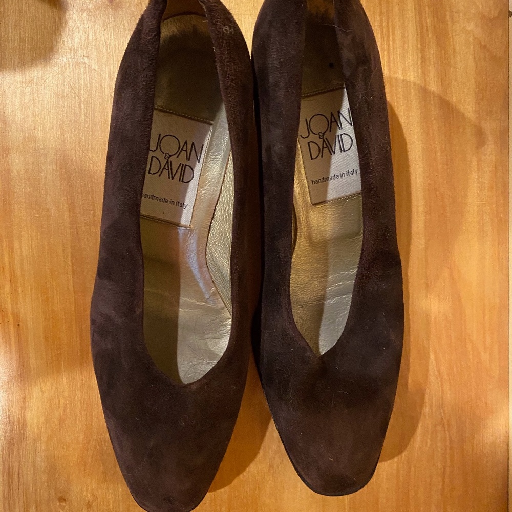 Joan and David Brown suede pumps